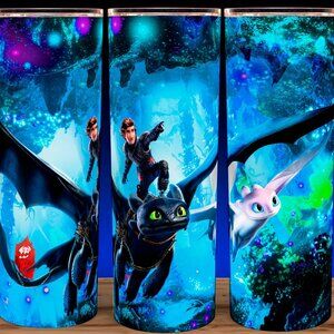 How to Train Your Dragon - Night Fury and Light Fury Movie Cup Mug Tumbler 20oz